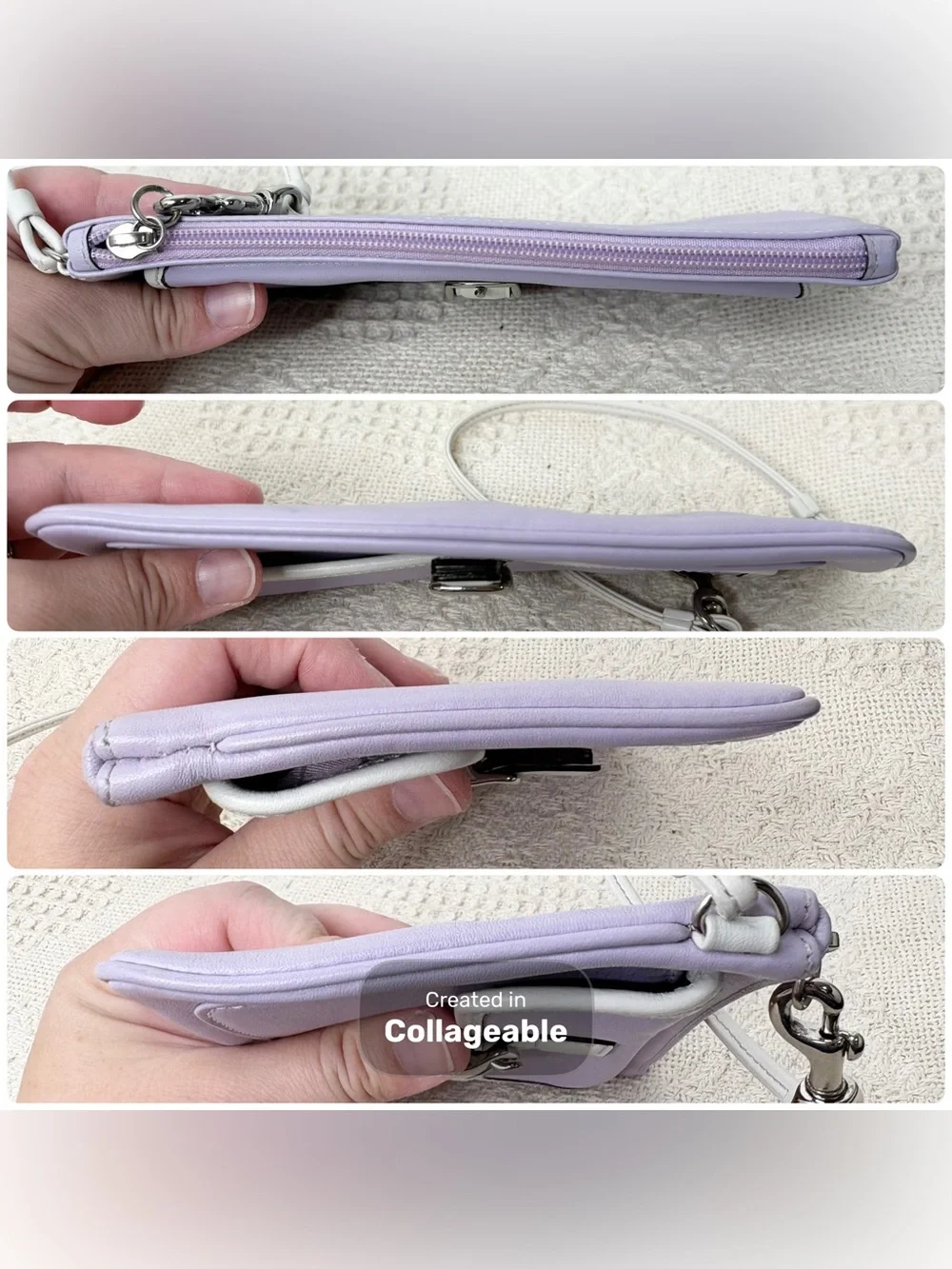 Y2K Vintage Coach Hamptons Large Skinny Wristlet 7734 Lilac Leather Two Tone